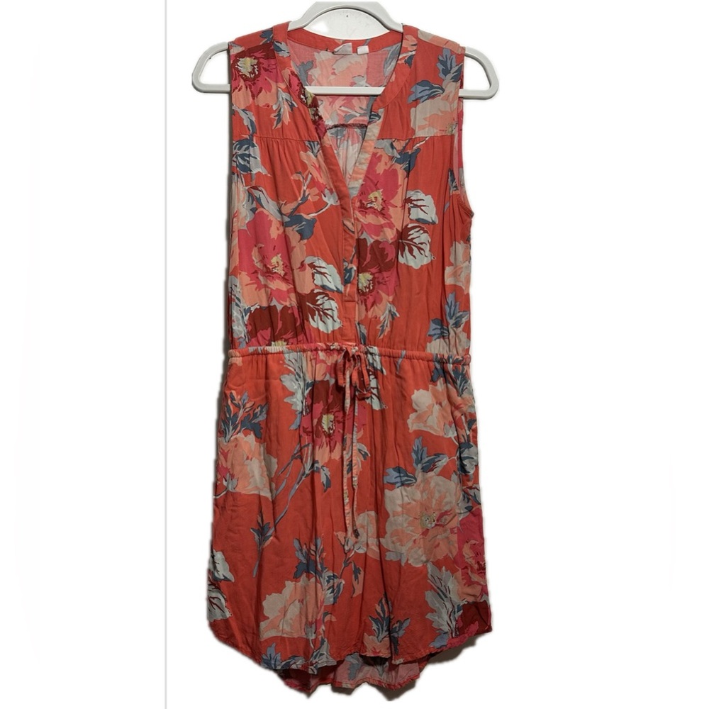 GAP Floral Dress, Button Front, Drawstring Waist, Effortless Summer Style Medium